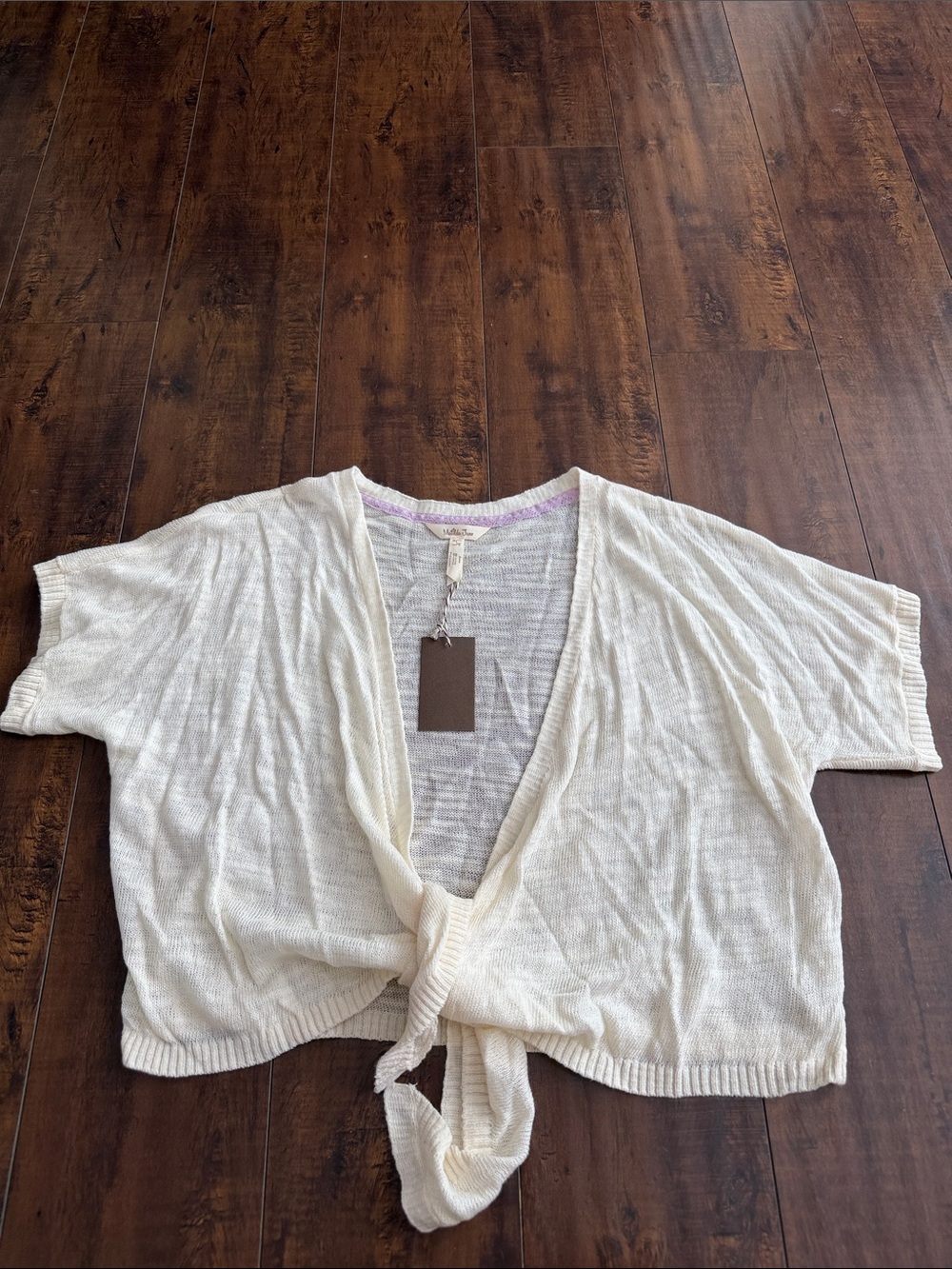 Matilda Jane Cream Tie-Front Crop Top